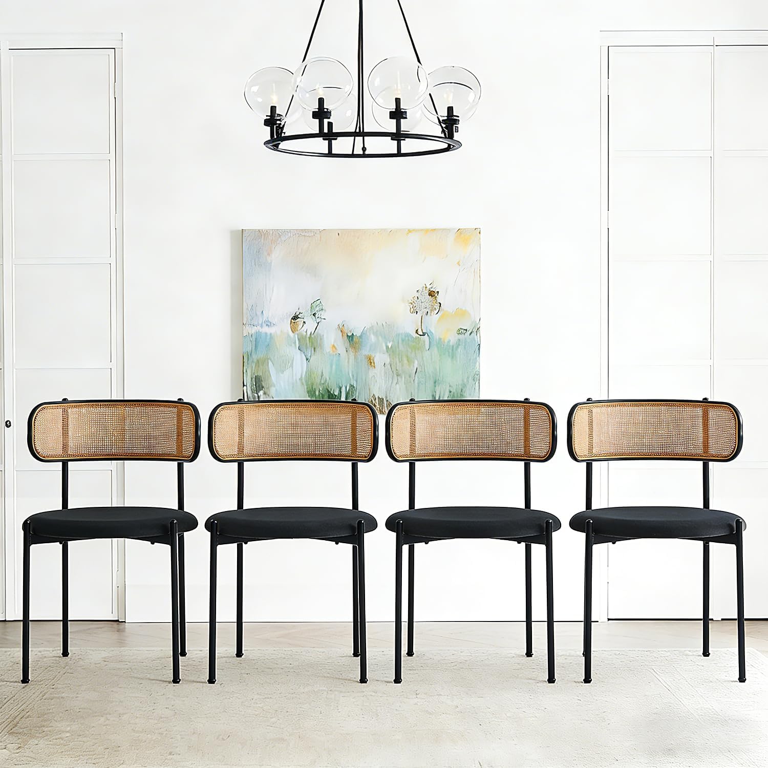 Modern Rattan Dining Chair Set