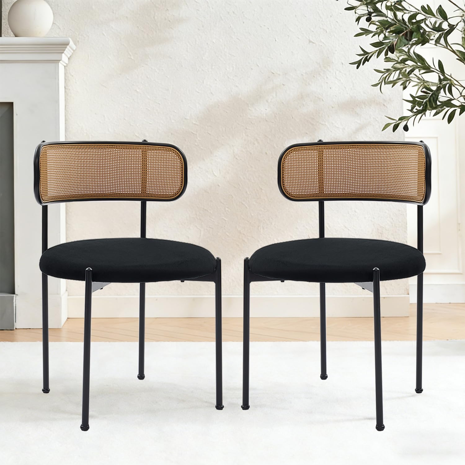 Rattan dining chair shown on a plain background