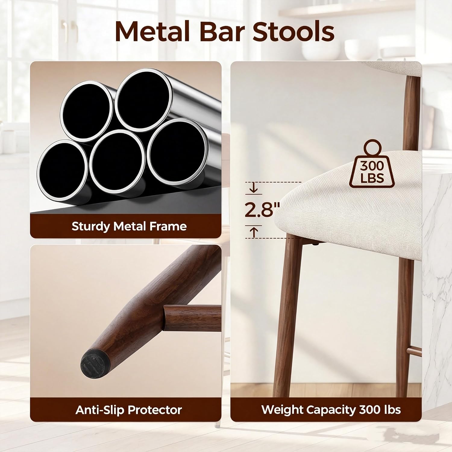 Bar stool assembly hardware laid out