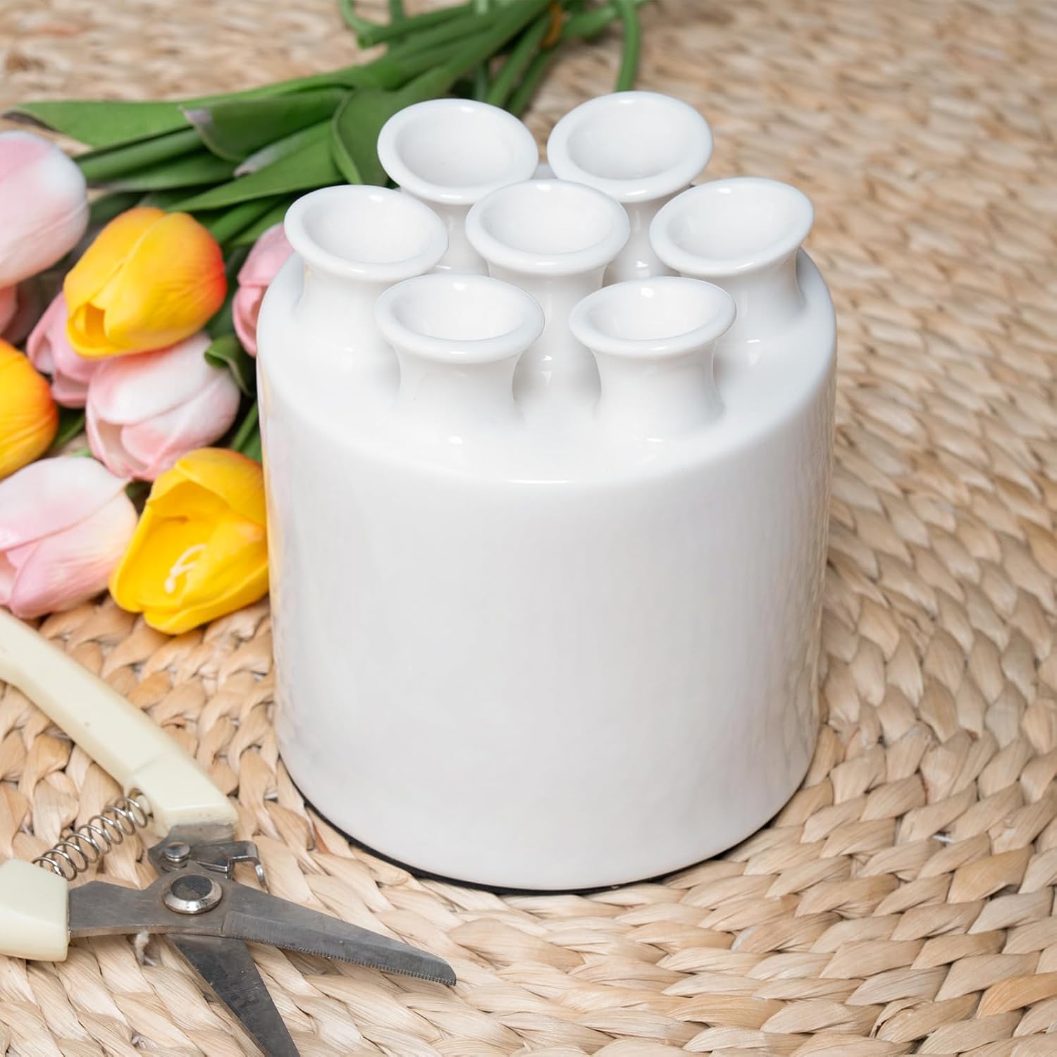Tulip ceramic vase shown from a top down angle
