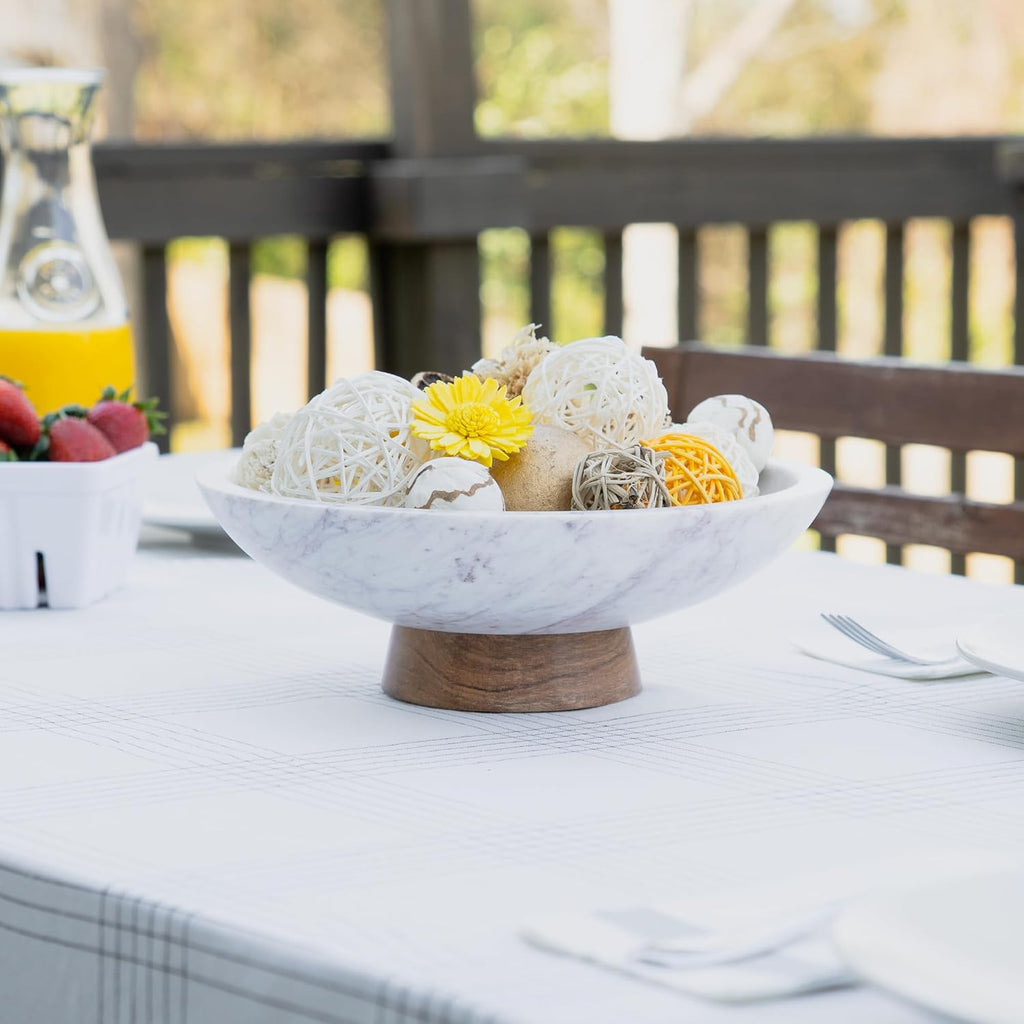 Marble footed bowl styled as a centerpiece