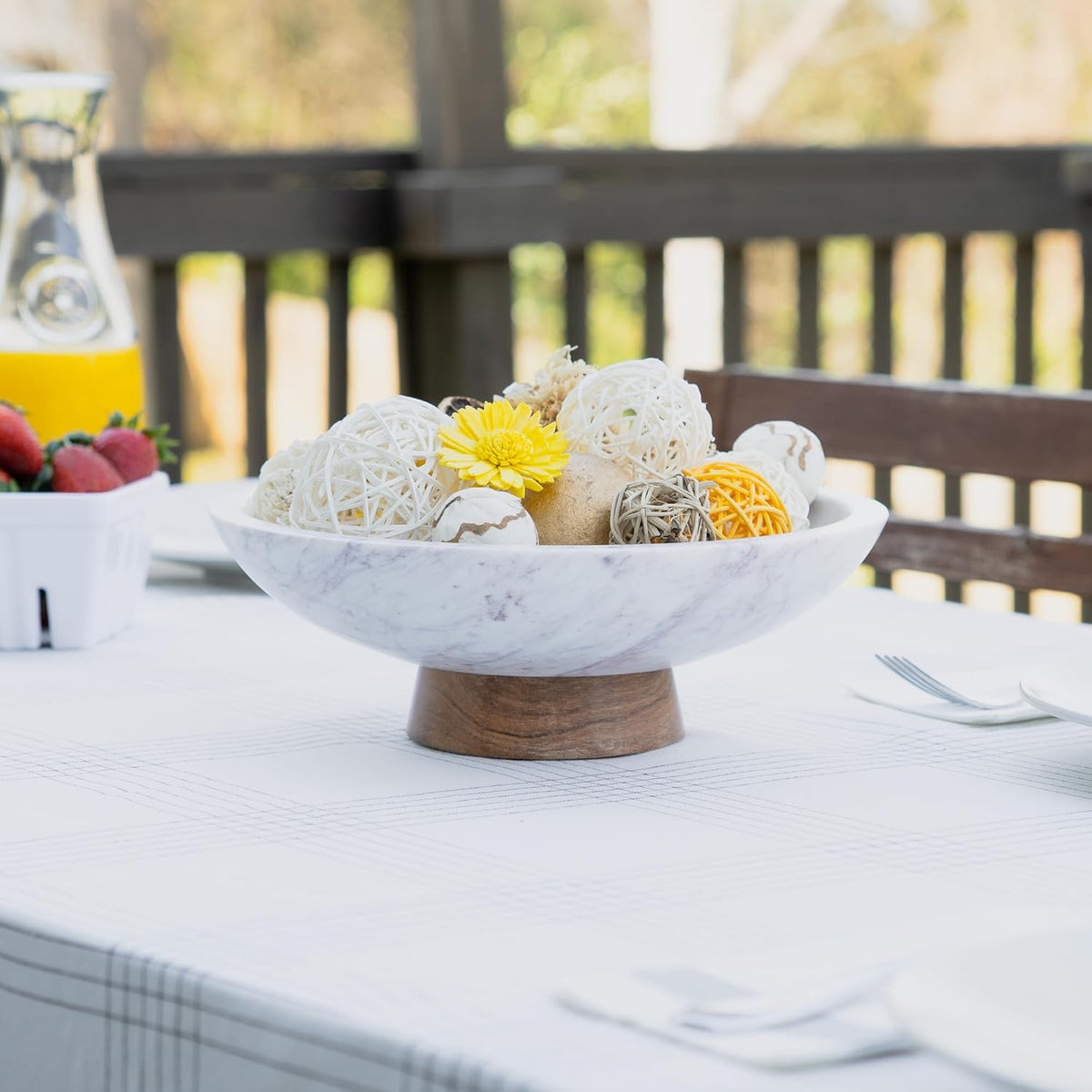 Marble footed bowl styled as a centerpiece