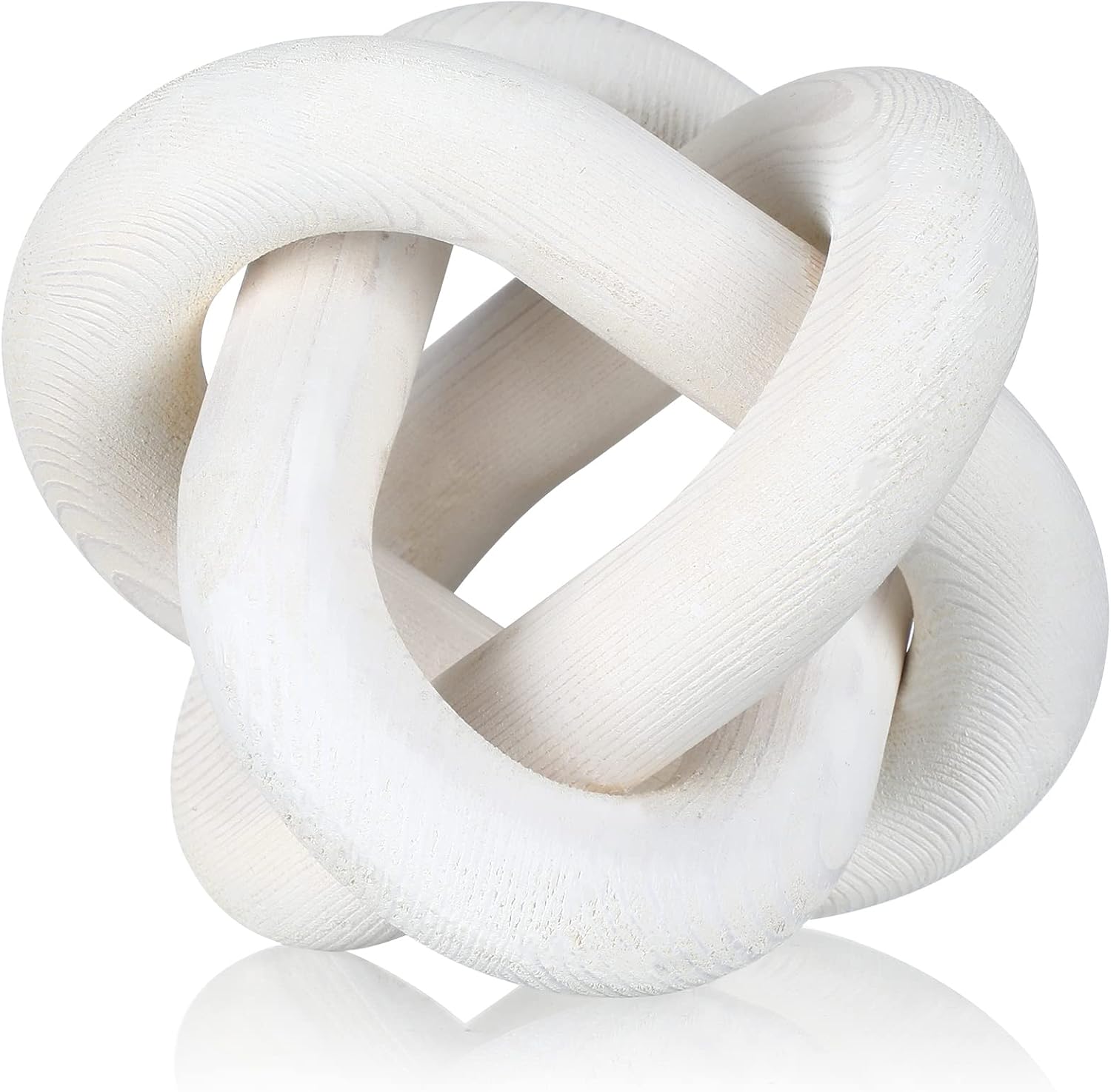 Modern wood knot sculpture on a plain background