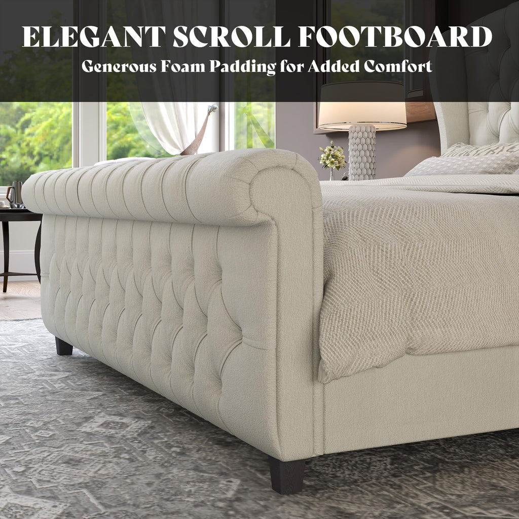 Sleigh bed shown in the Queen size