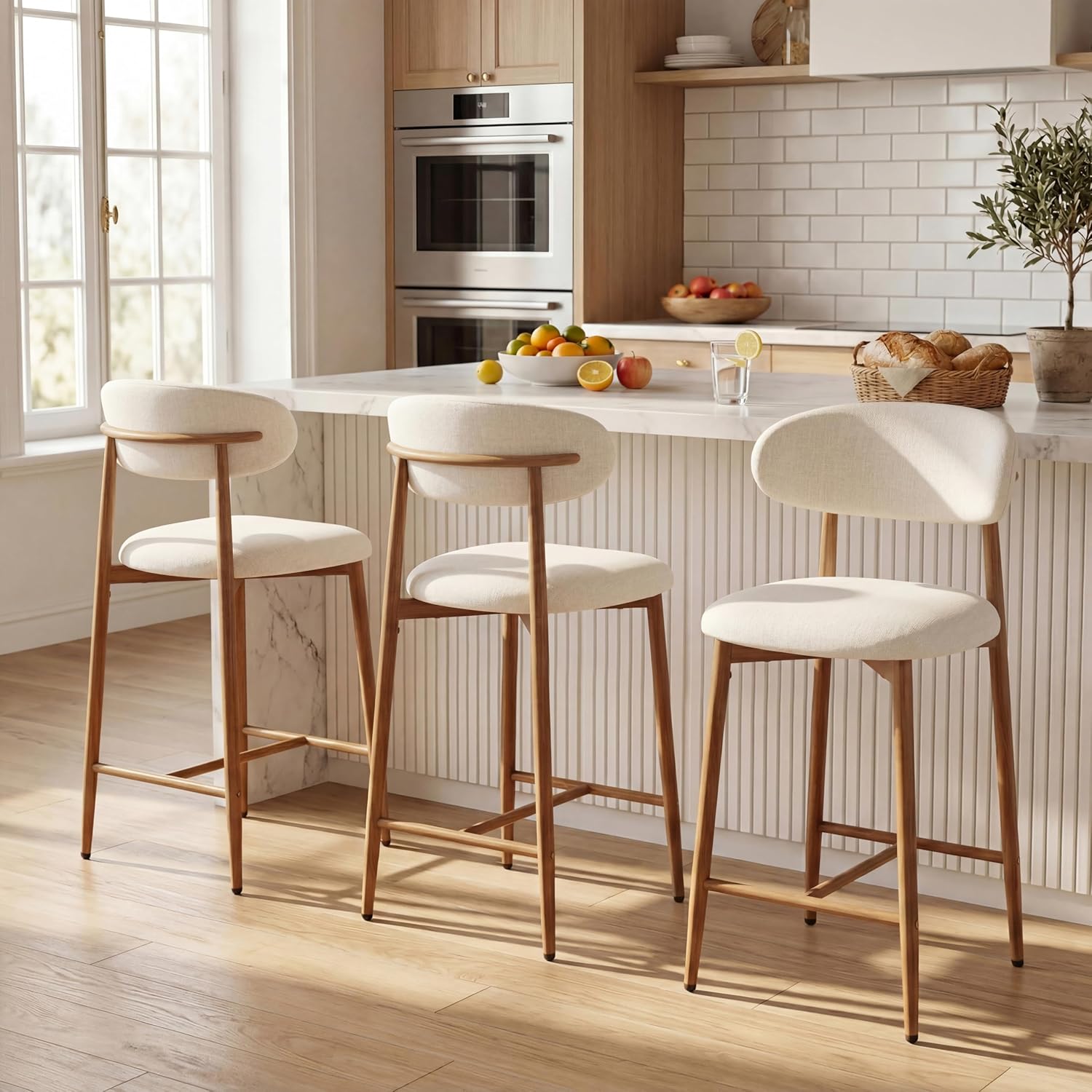 Close-up of the bar stool's integrated footrest