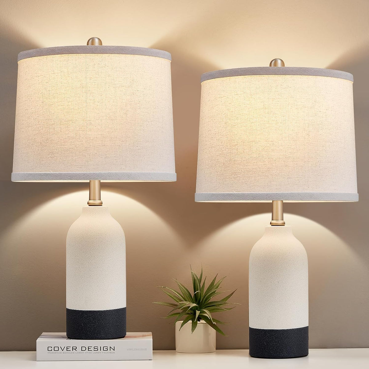 Ceramic table lamps styled on nightstands