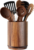 Acacia wood rotating utensil holder