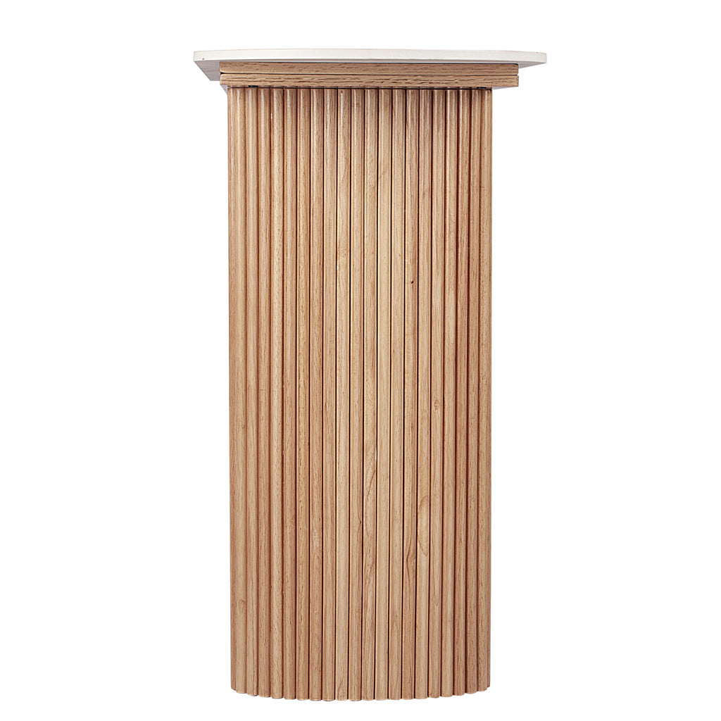 Console table styled in a hallway setting