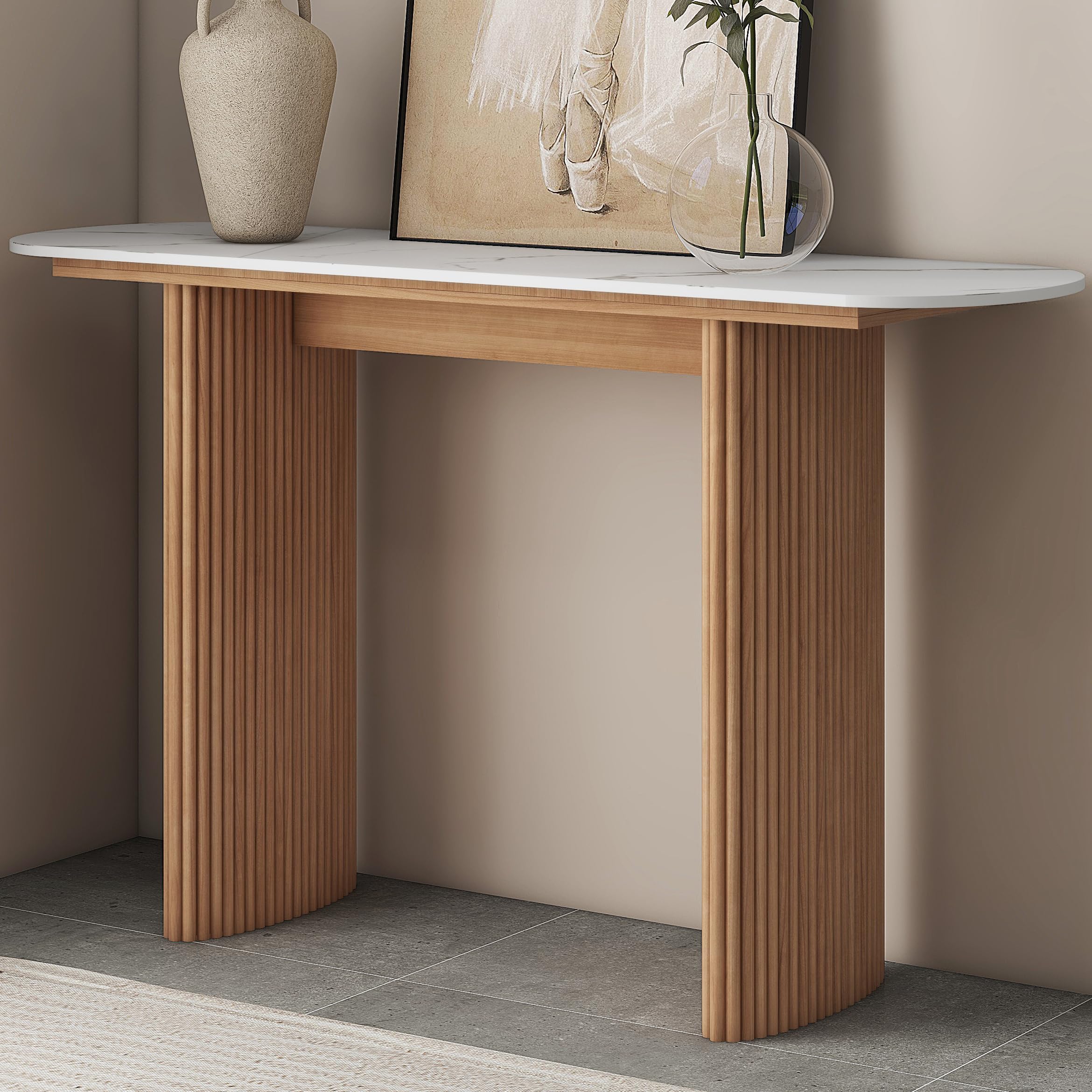 Console table shown from a side profile angle