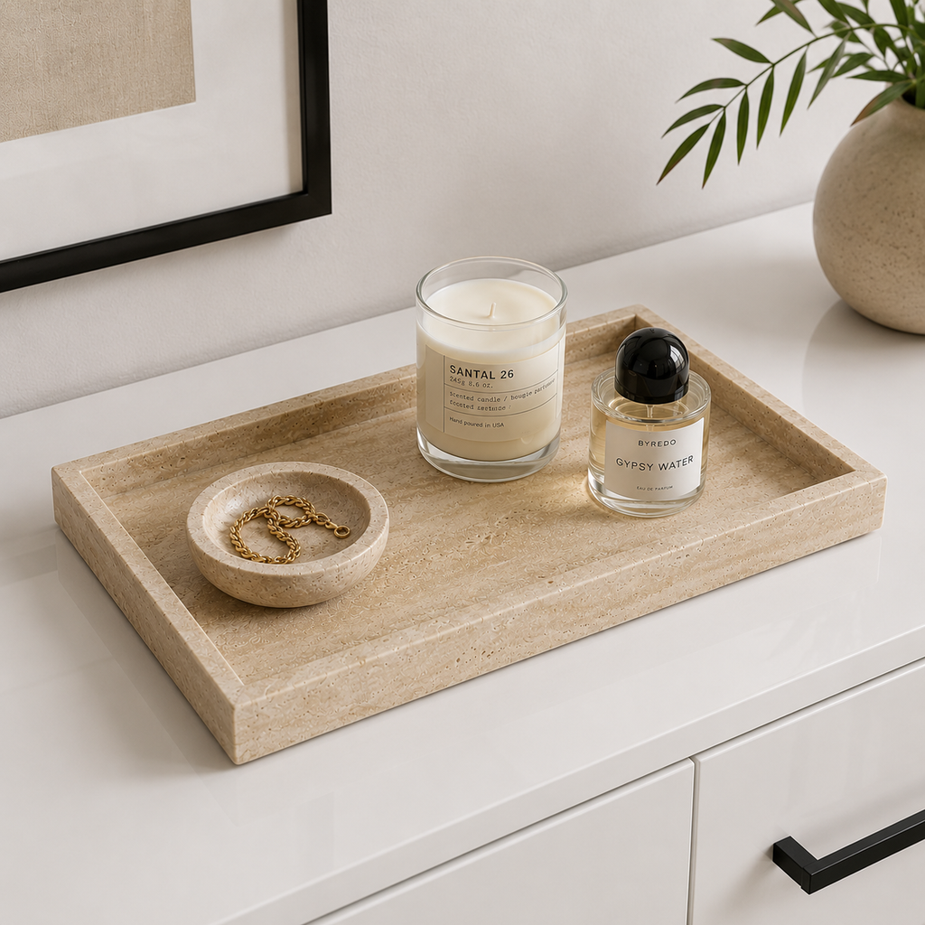 Natural Travertine Vanity Tray