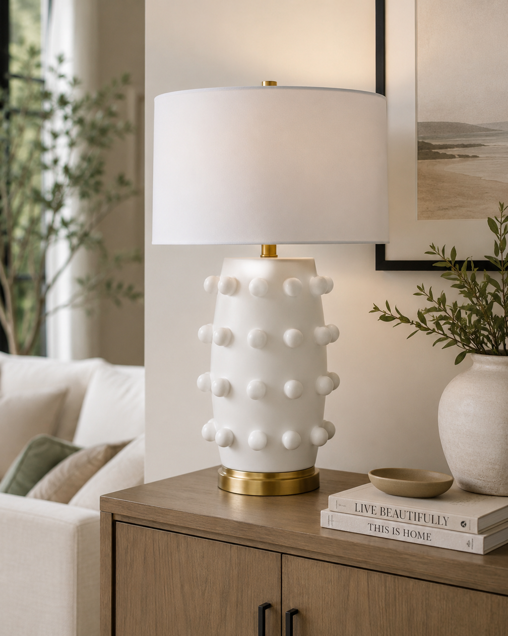 Sculptural Ceramic Orb Table Lamp